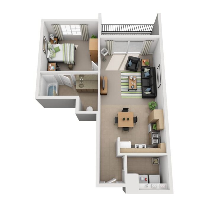 1 Bedroom Apartment Example Floor Plan