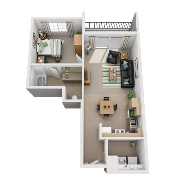 1 Bedroom Apartment Example Floor Plan