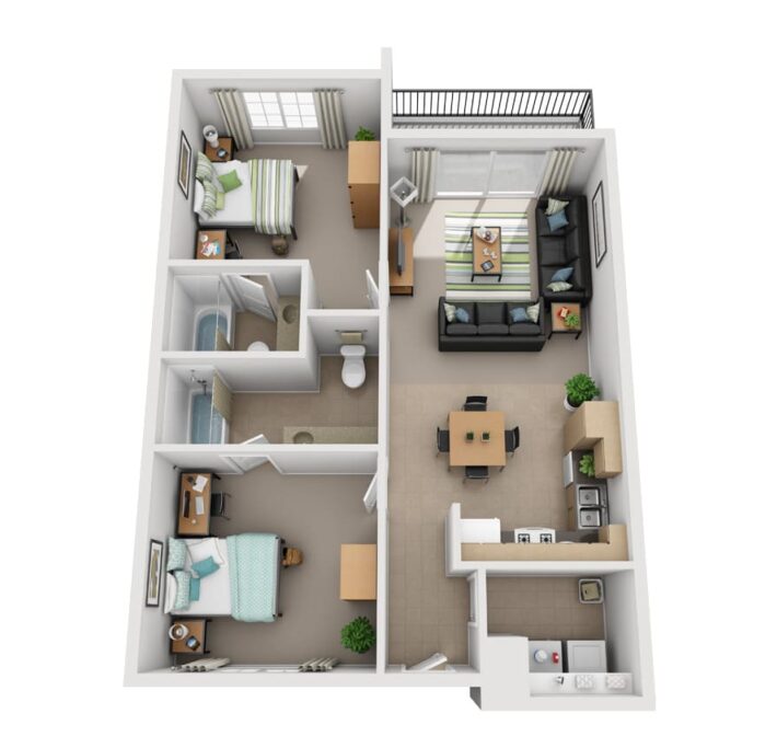 2 Bedroom Apartment Example Floor Plan