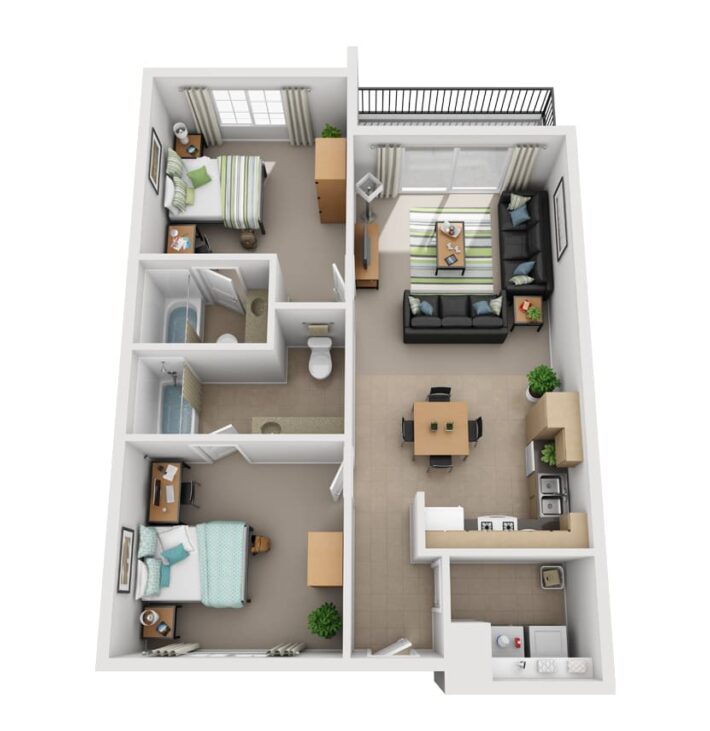 2 Bedroom Apartment Example Floor Plan
