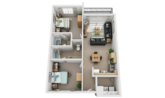 2x2 Apartment Bedroom Thumbnail