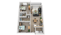 2x2 Apartment Bedroom Thumbnail