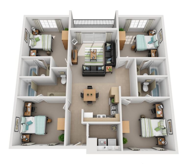 4 Bedroom Apartment Example Floor Plan