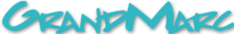 GrandMarc logo in teal color with an undershadow