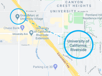 Map showing GrandMarc Property Proximity to University